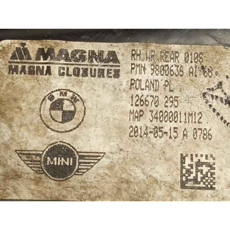 Recambio de elevalunas trasero derecho para bmw mini countryman (r60) one d referencia OEM IAM 9800636  