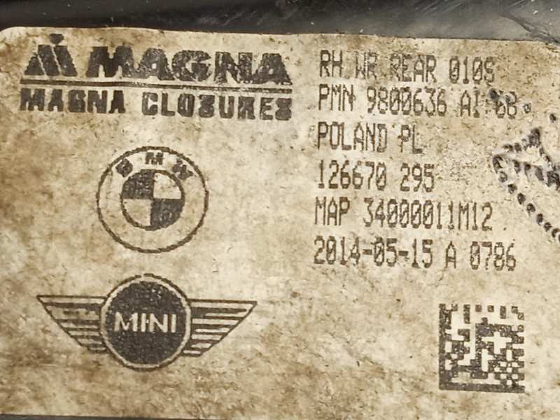 Recambio de elevalunas trasero derecho para bmw mini countryman (r60) one d referencia OEM IAM 9800636  