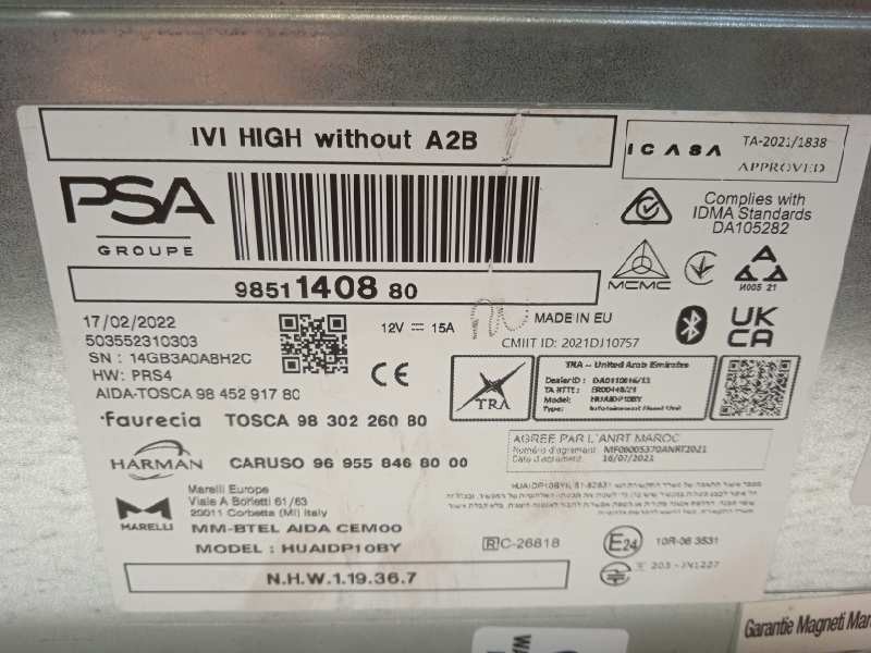 Recambio de sistema navegacion gps para citroën c5 x plug-in hybrid 225e referencia OEM IAM 9851140880  1682744880