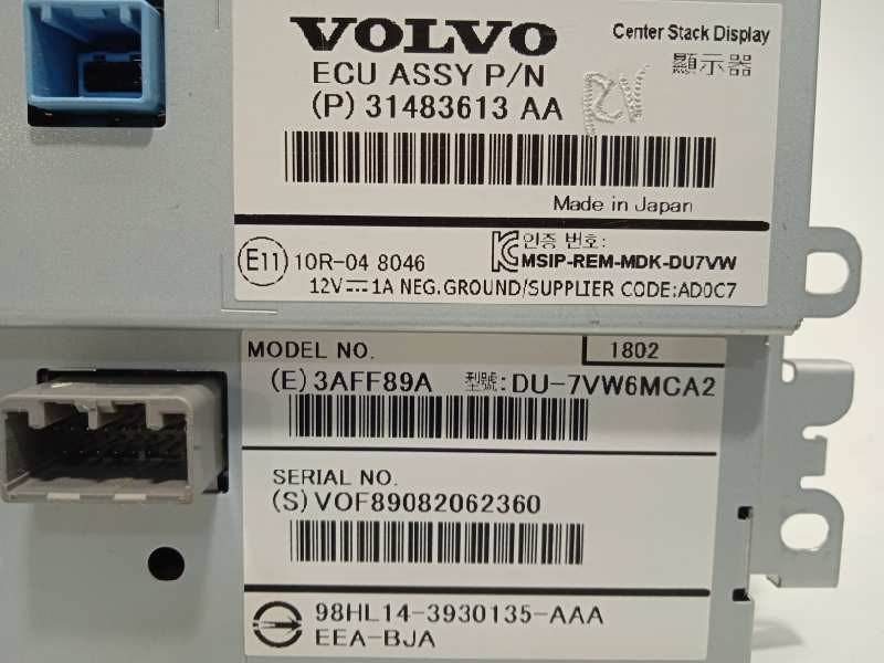 Recambio de pantalla multifuncion para volvo v40 cross country momentum referencia OEM IAM P31483613AA  31483613AA