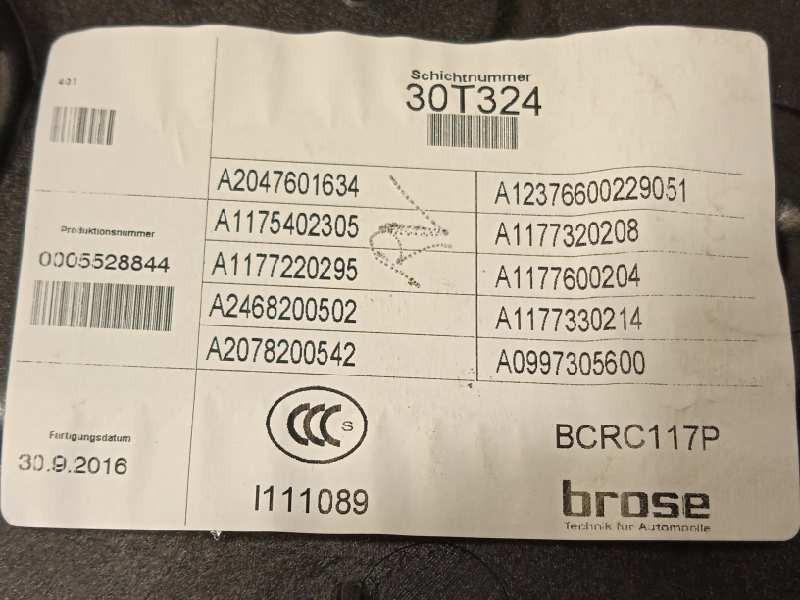 Recambio de elevalunas trasero derecho para mercedes-benz clase cla (w117) 1.5 cdi cat referencia OEM IAM A1177302600  A20782005