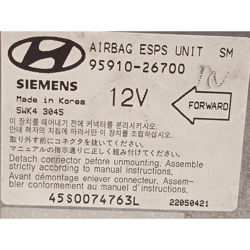 Recambio de centralita airbag para hyundai santa fe (sm) 2.0 crdi cat referencia OEM IAM 9591026700  5WK43045