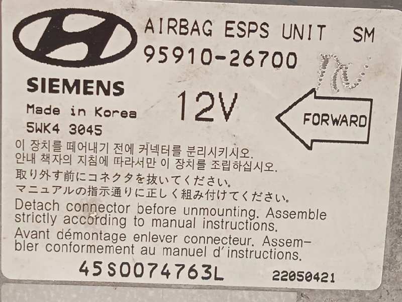 Recambio de centralita airbag para hyundai santa fe (sm) 2.0 crdi cat referencia OEM IAM 9591026700  5WK43045