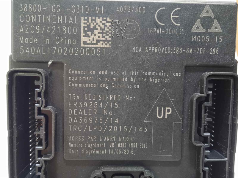 Recambio de centralita confort para honda civic lim.4 (fc) 1.0 referencia OEM IAM 38800TGGG310M1  A2C97421800