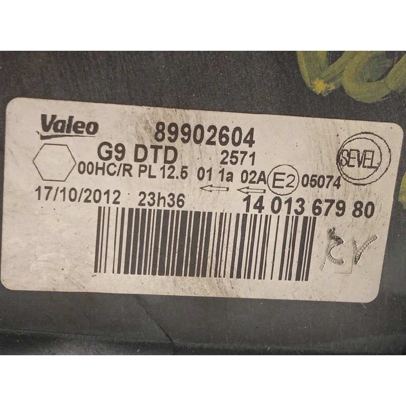 Recambio de faro derecho para citroën jumpy 2.0 hdi fap referencia OEM IAM 1401367980  89902604