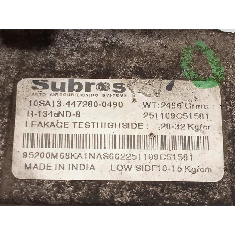 Recambio de compresor aire acondicionado para nissan pixo (uao) 1.0 referencia OEM IAM 95200M68KA1  