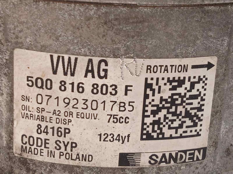 Recambio de compresor aire acondicionado para seat ibiza (6p1) reference referencia OEM IAM 5Q0816803F  