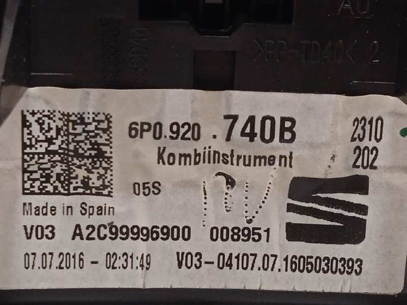 Recambio de cuadro instrumentos para seat ibiza (6p1) style referencia OEM IAM 6P0920740B  6P0920740C