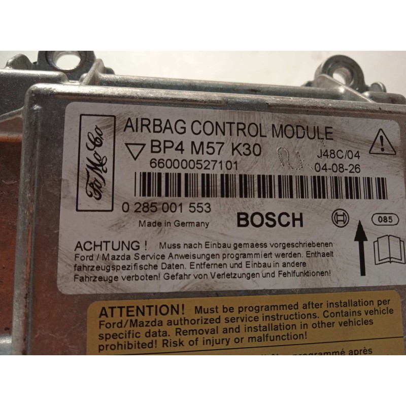 Recambio de centralita airbag para mazda 3 berlina (bk) 1.6 16v cat referencia OEM IAM BP4M57K30  0285001553