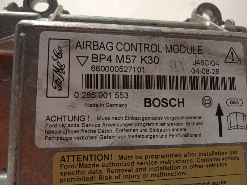 Recambio de centralita airbag para mazda 3 berlina (bk) 1.6 16v cat referencia OEM IAM BP4M57K30  0285001553