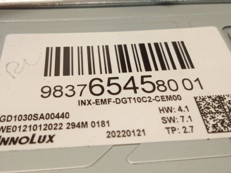 Recambio de pantalla multifuncion para peugeot 308 1.6 allure hybrid referencia OEM IAM 9837654580  