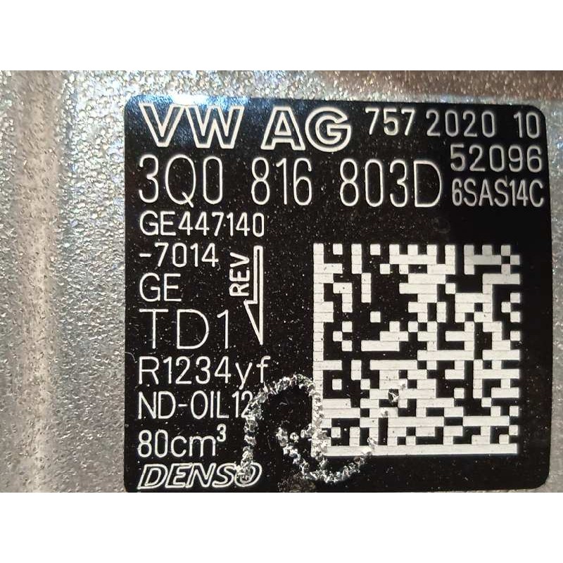 Recambio de compresor aire acondicionado para skoda kamiq (nw4) ambition referencia OEM IAM 3Q0816803D  6SAS14C