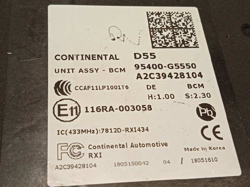 Recambio de modulo electronico para kia niro referencia OEM IAM 95400G5550  A2C39428104