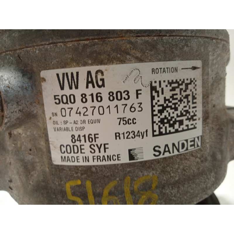 Recambio de compresor aire acondicionado para seat leon (5f1) 1.2 tsi referencia OEM IAM 5Q0816803F  