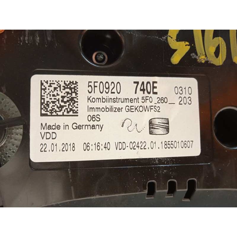Recambio de cuadro instrumentos para seat leon (5f1) 1.2 tsi referencia OEM IAM 5F0920740E  
