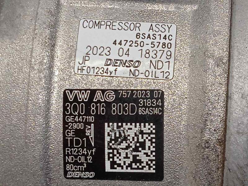 Recambio de compresor aire acondicionado para volkswagen arteon (3h8) 2.0 ltr tfsi referencia OEM IAM 3Q0816803D  6SAS14C