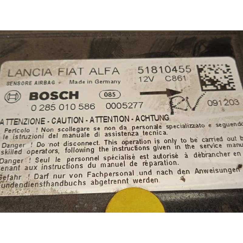 Recambio de centralita airbag para fiat doblo 1.6 jtdm 16v cat referencia OEM IAM 51810455  0285010586