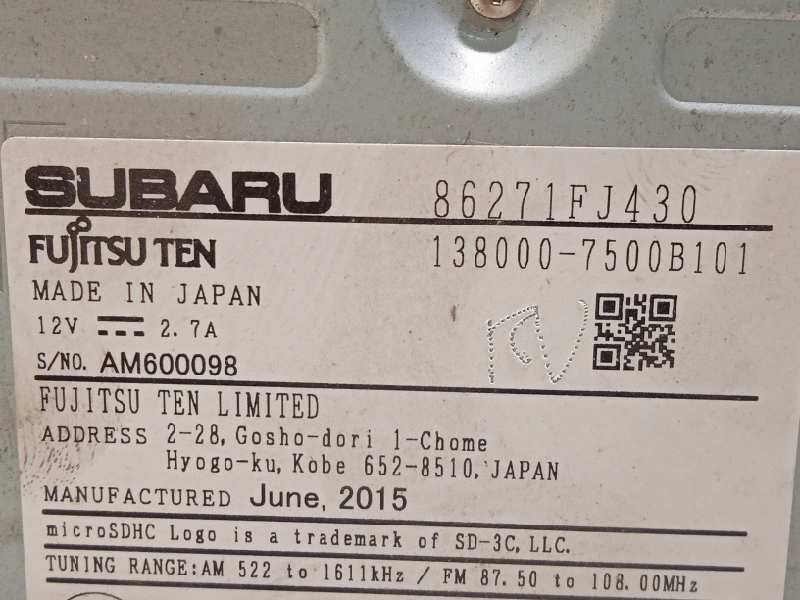 Recambio de sistema navegacion gps para subaru xv 2.0 diesel cat referencia OEM IAM 86271FJ430  