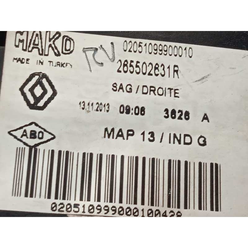 Recambio de piloto trasero derecho para renault clio iv 1.5 dci diesel fap referencia OEM IAM 265502631R  