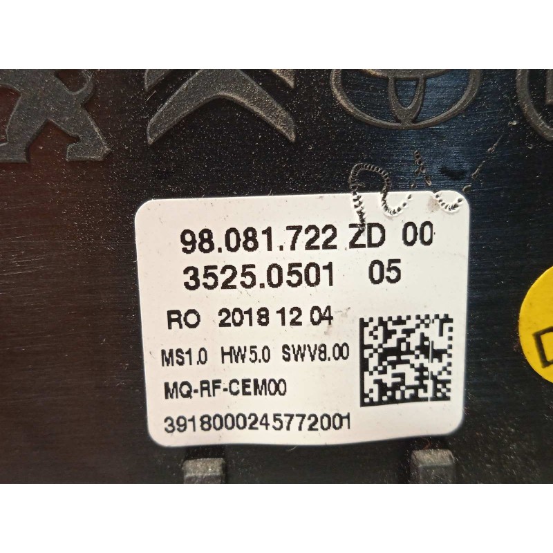Recambio de mando climatizador para citroën jumpy fugón confort xl referencia OEM IAM 98081722ZD  