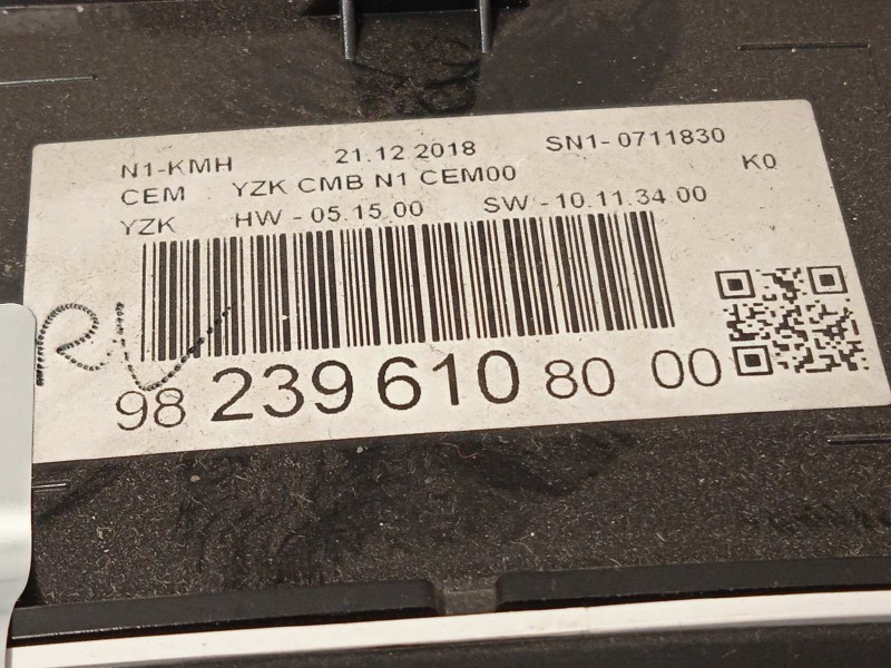 Recambio de cuadro instrumentos para citroën jumpy fugón confort xl referencia OEM IAM 9823961080  