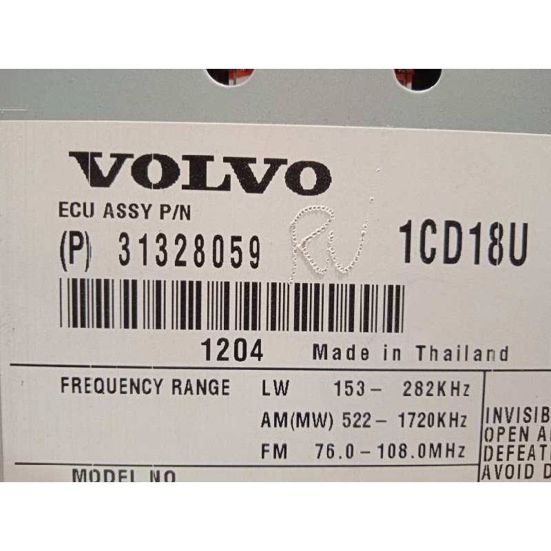 Recambio de sistema audio / radio cd para volvo c30 d2 kinetic referencia OEM IAM 31328059 P31328059 31285826