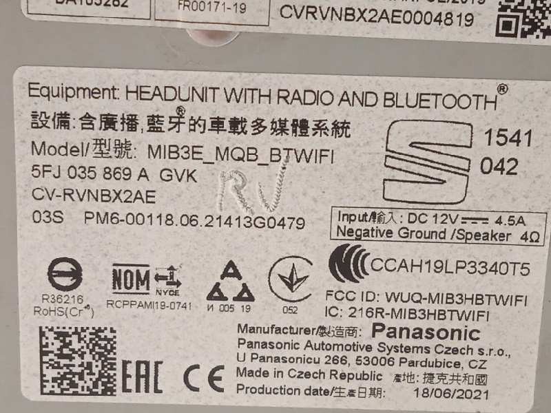 Recambio de sistema navegacion gps para seat ibiza (kj1) style referencia OEM IAM 5FJ035869A  5FJ035869AGVK