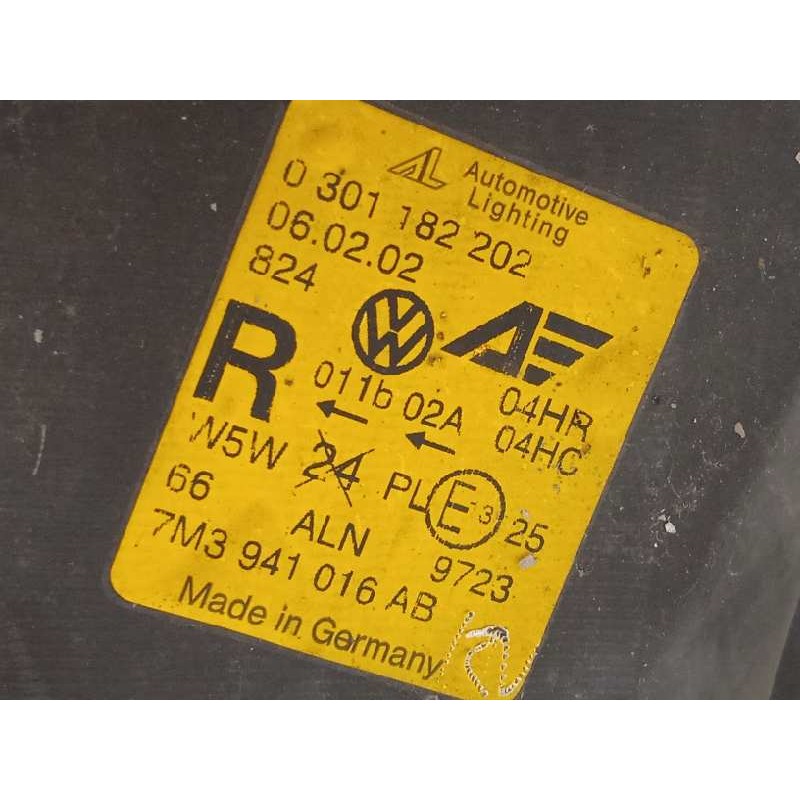 Recambio de faro derecho para volkswagen sharan (7m6/7m9) comfortline referencia OEM IAM 7M3941016AB  0301182202