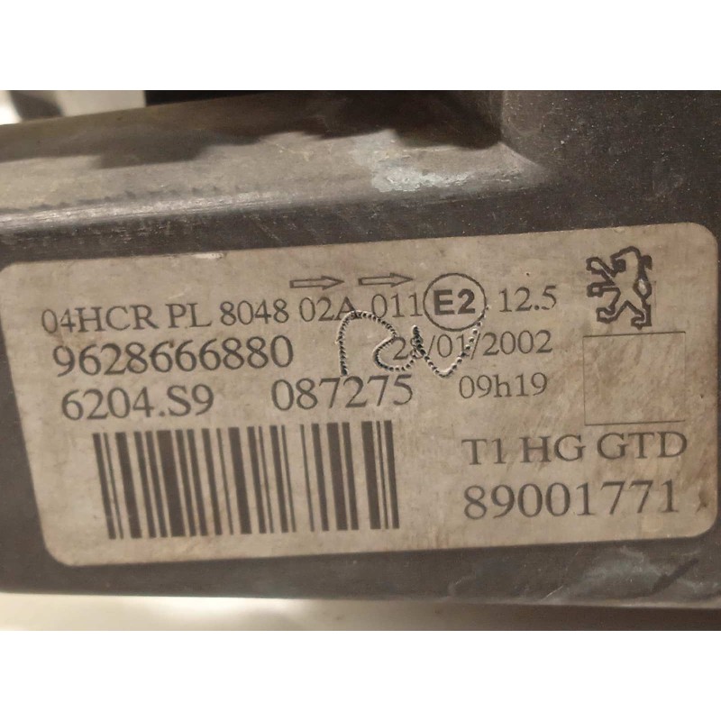 Recambio de faro izquierdo para peugeot 206 cc 1.6 16v cat referencia OEM IAM 9628666880  6204S9