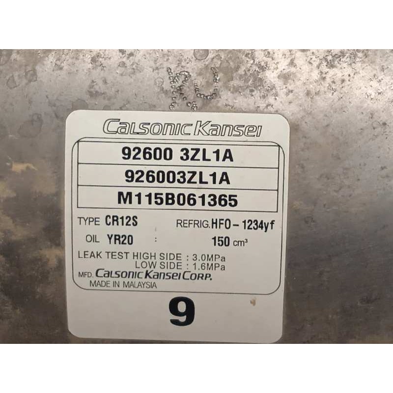 Recambio de compresor aire acondicionado para nissan pulsar (c13) acenta referencia OEM IAM 926003ZL1A  