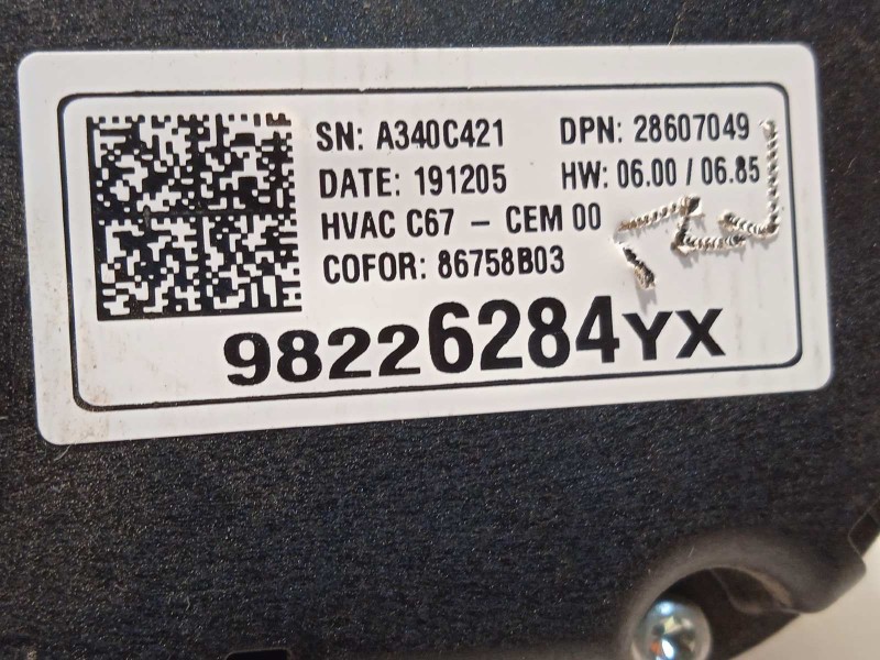 Recambio de mando climatizador para opel crossland x 1.2 referencia OEM IAM 98226284YX  YQ00334680