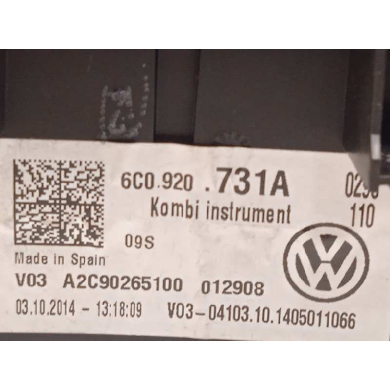Recambio de cuadro instrumentos para volkswagen polo (6c1) sport bluemotion referencia OEM IAM 6C0920731A  A2C90265100