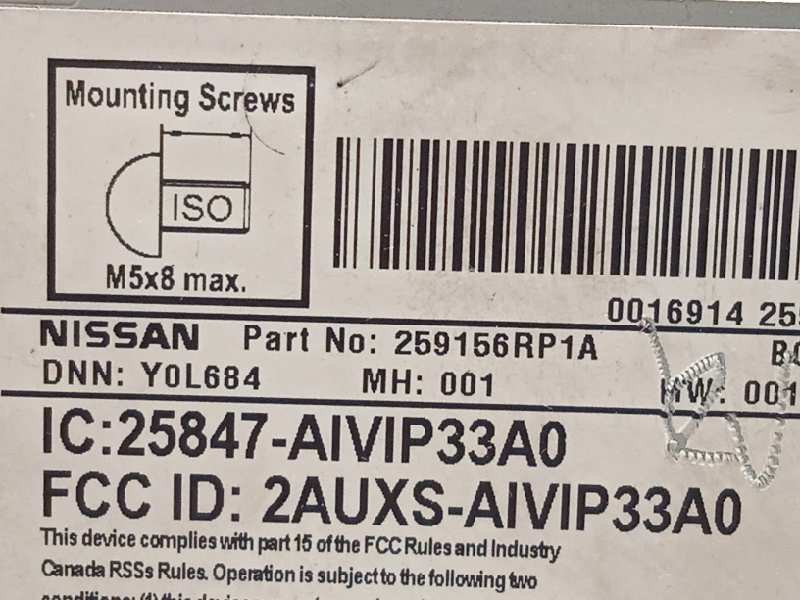 Recambio de sistema navegacion gps para nissan qashqai (12e) acenta referencia OEM IAM 259156RP1A 25847AIVIP33A0 7513751938