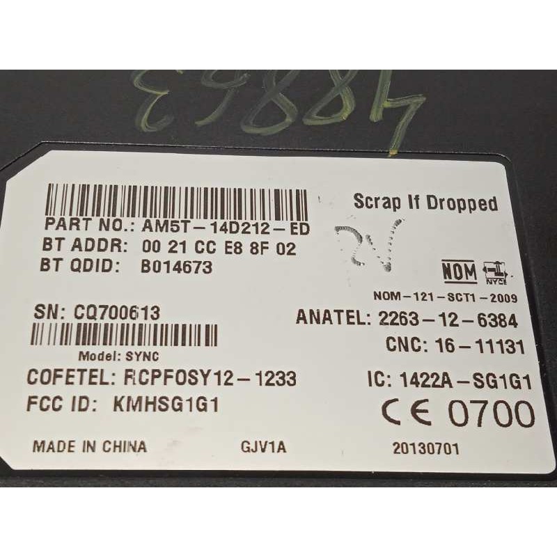 Recambio de modulo electronico para ford grand c-max trend referencia OEM IAM AM5T14D212ED  2016484