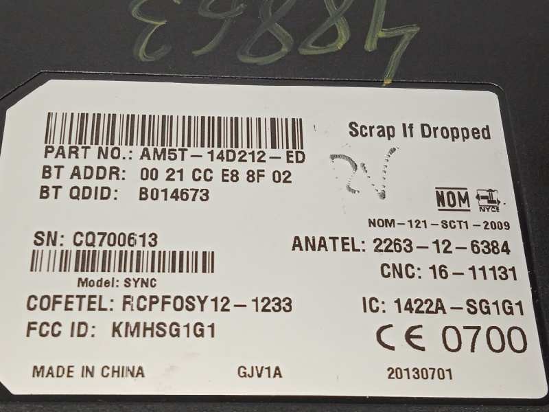 Recambio de modulo electronico para ford grand c-max trend referencia OEM IAM AM5T14D212ED  2016484