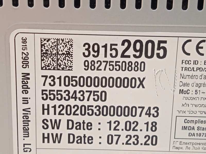 Recambio de pantalla multifuncion para opel crossland x 1.2 referencia OEM IAM 39152905 555343750 9827550880