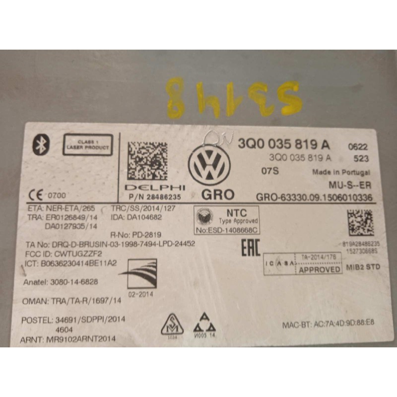 Recambio de sistema navegacion gps para volkswagen golf vii lim. advance bluemotion tech. referencia OEM IAM 3Q0035819A  