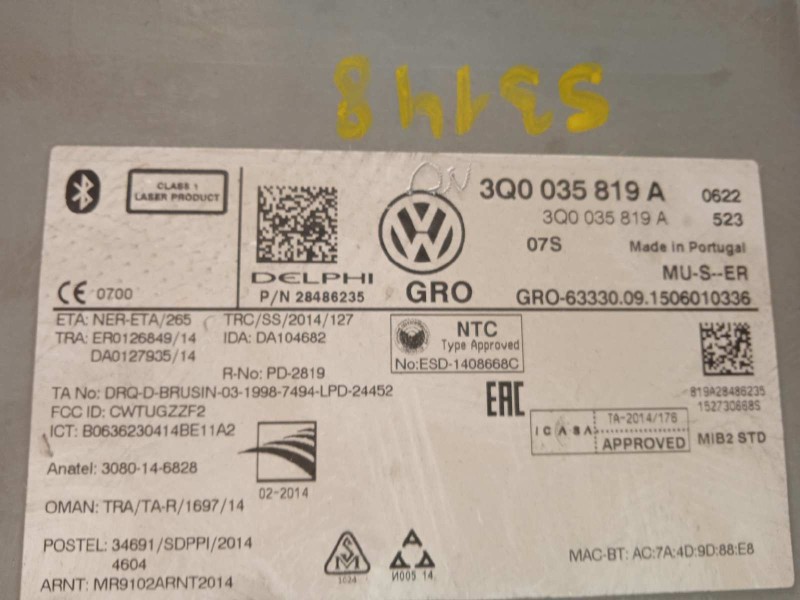 Recambio de sistema navegacion gps para volkswagen golf vii lim. advance bluemotion tech. referencia OEM IAM 3Q0035819A  