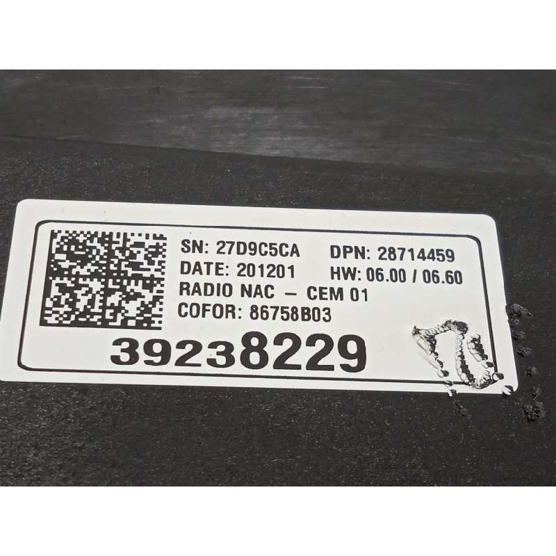 Recambio de pantalla multifuncion para opel crossland x design line referencia OEM IAM 39238229  