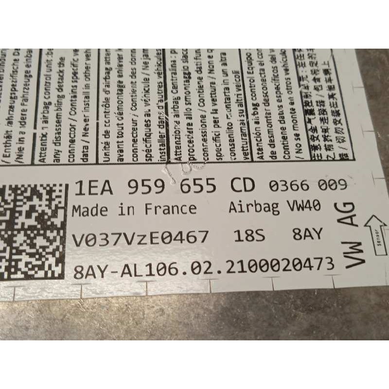 Recambio de kit airbag para volkswagen id.3 (e11) pro 1st referencia OEM IAM 10B857003FXDG 10A880201FXEA 10A880204G