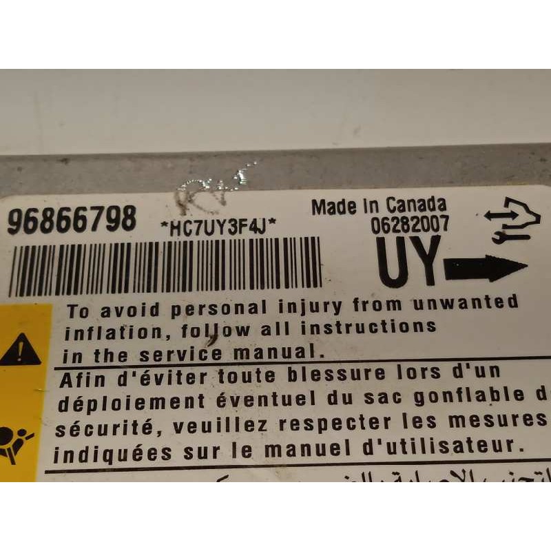 Recambio de centralita airbag para opel antara 2.0 cdti cat (z 20 dmh / llw) referencia OEM IAM 96866798  