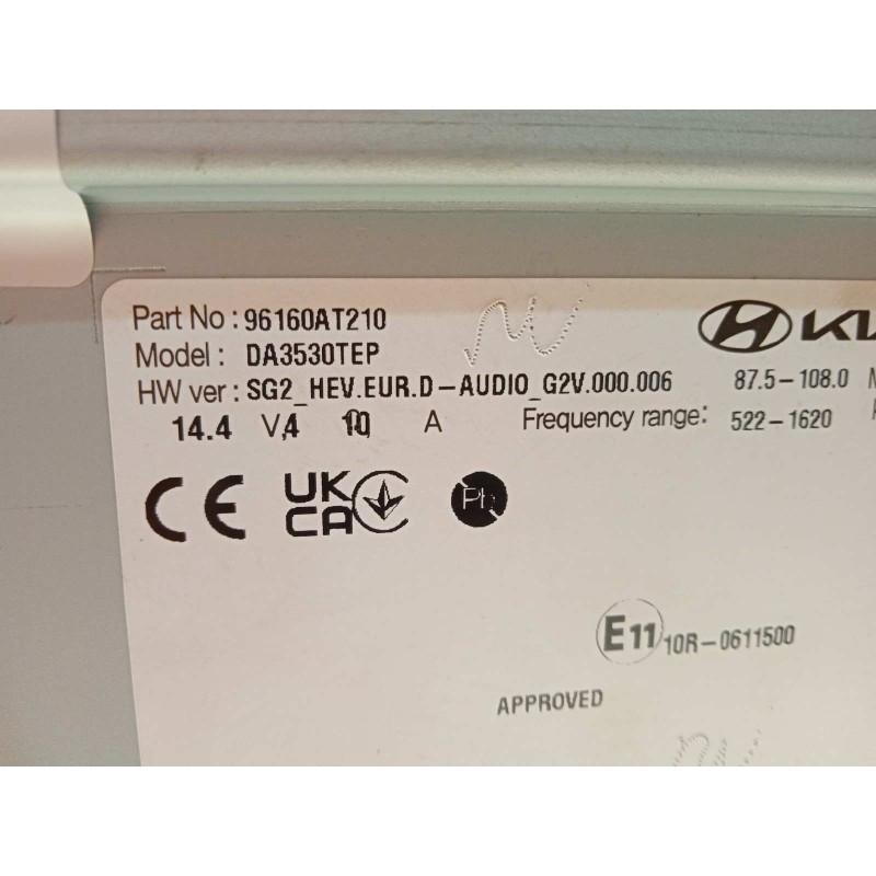 Recambio de sistema audio / radio cd para kia e - niro hibrido referencia OEM IAM 96160AT210  DA3530TEP