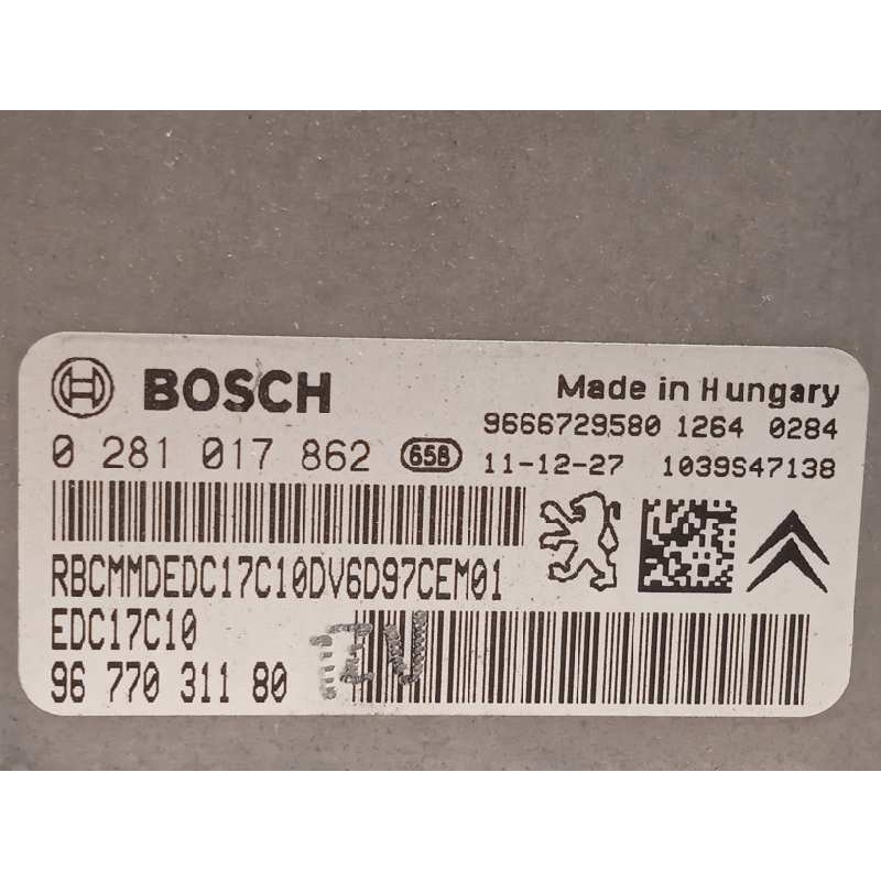 Recambio de centralita motor uce para citroën c4 lim. collection referencia OEM IAM 9677031180 9666729580 0281017862