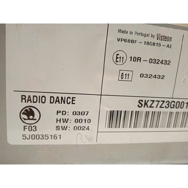 Recambio de sistema audio / radio cd para skoda roomster (5j7) sport referencia OEM IAM 5J0035161  