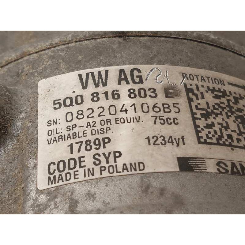 Recambio de compresor aire acondicionado para skoda rapid 1.2 tsi referencia OEM IAM 5Q0816803E  
