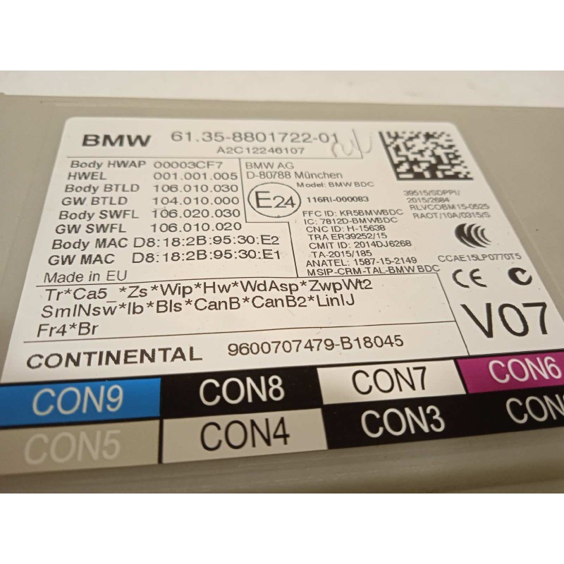 Recambio de caja reles / fusibles para bmw serie x3 (g01) m40i referencia OEM IAM 61358801722  