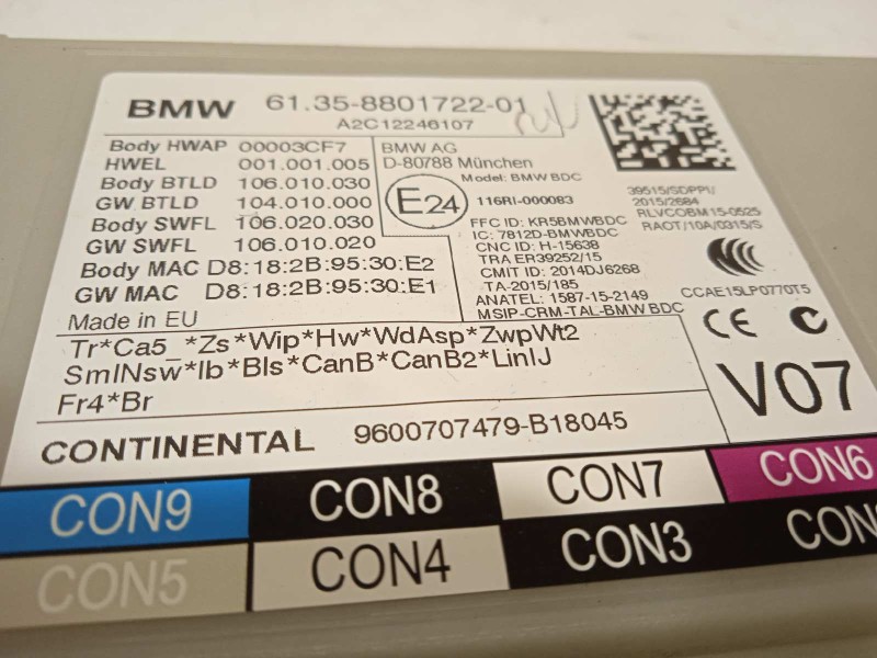 Recambio de caja reles / fusibles para bmw serie x3 (g01) m40i referencia OEM IAM 61358801722  