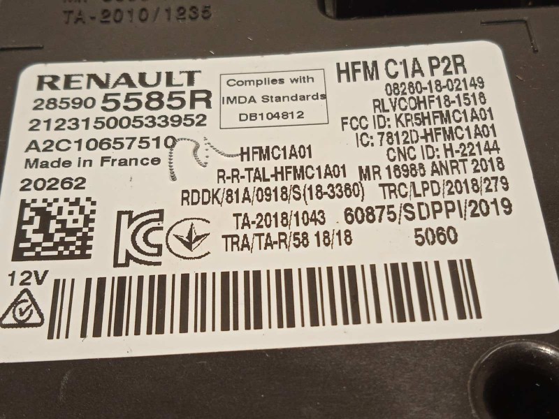 Recambio de modulo electronico para renault clio v 1.0 tce referencia OEM IAM 285905585R  