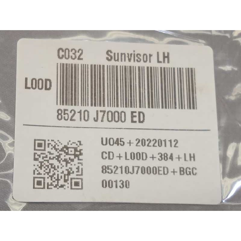 Recambio de parasol izquierdo para kia xceed 1.0 tgdi cat referencia OEM IAM 85210J7000ED  