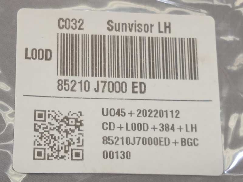 Recambio de parasol izquierdo para kia xceed 1.0 tgdi cat referencia OEM IAM 85210J7000ED  